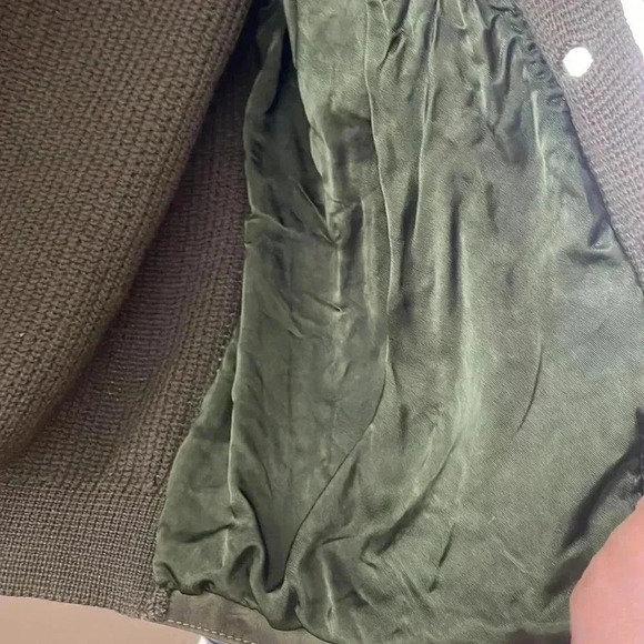 Vintage Beltex 100Best Merino Wool Dark Green Button Down Knit Jacket with Suede - Picture 6 of 7